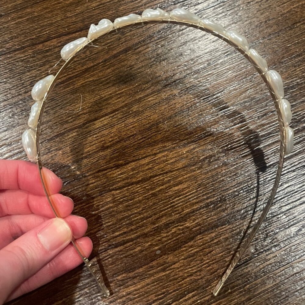 J.Crew Crewcuts Girls' Skinny Pearl Headband Gold Coquette Shimmery Nautical Fun